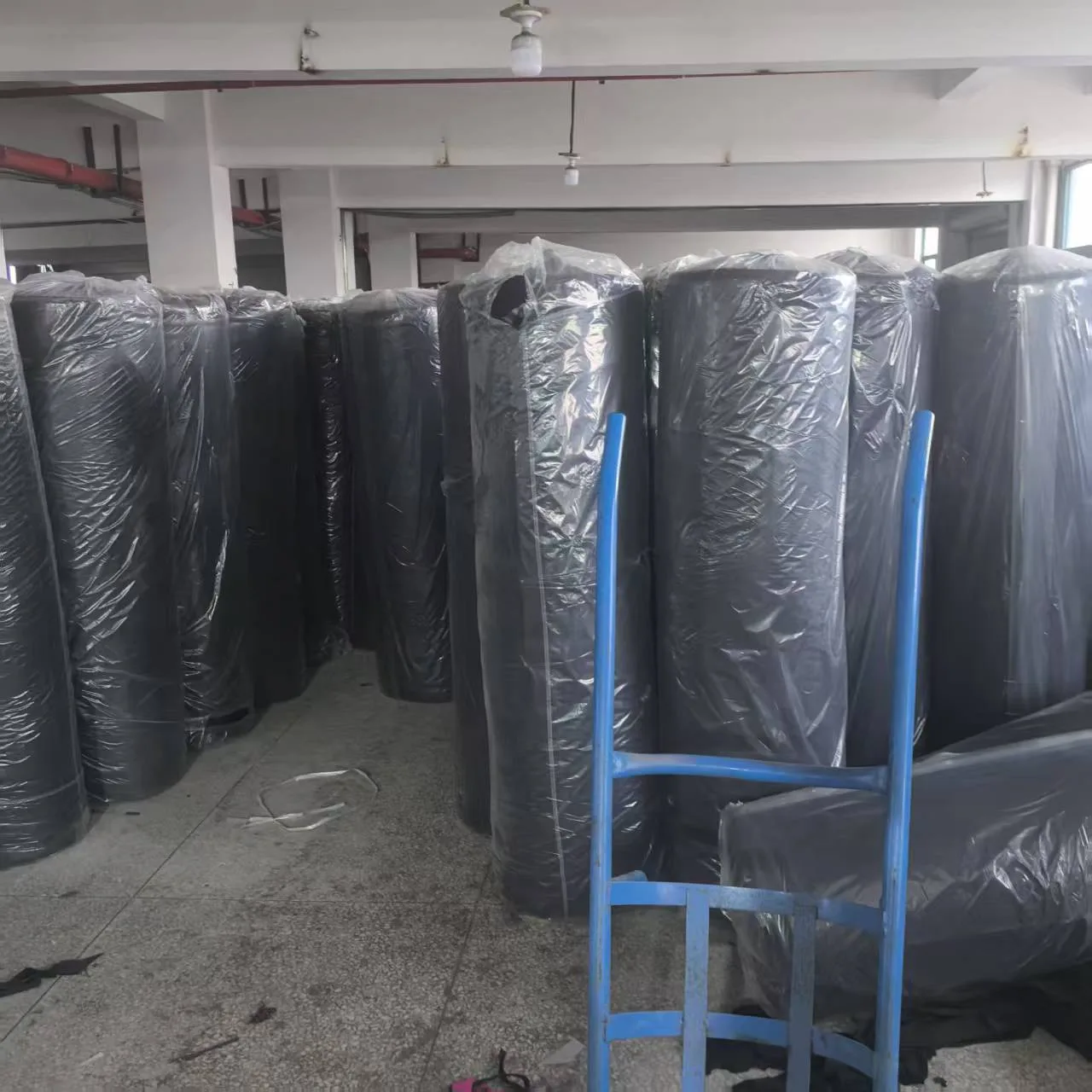 Fabric rolls stored for garment production
