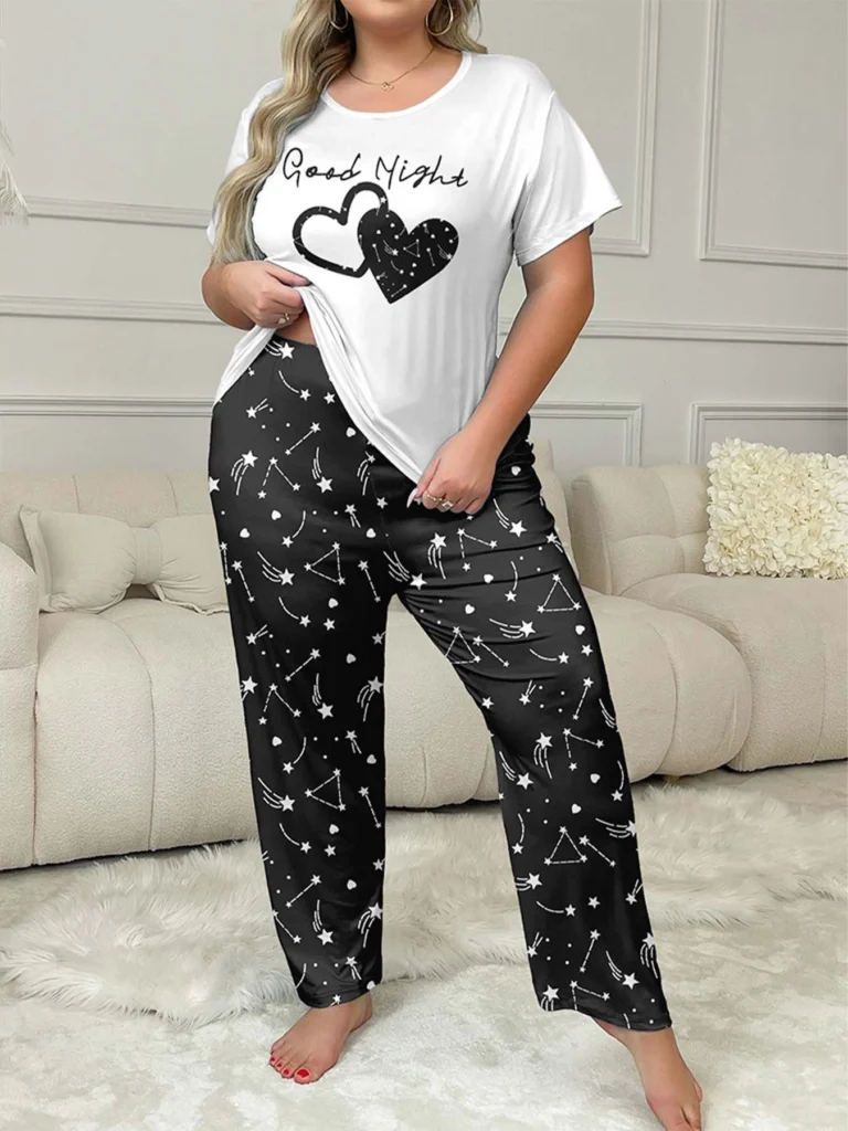 Plus-Size Star Heart Lounge Pajama Set