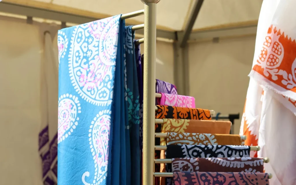 Colorful textile selection for fabric color approval
