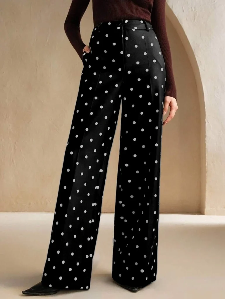 Black wide-leg pants product reference for a factory brief