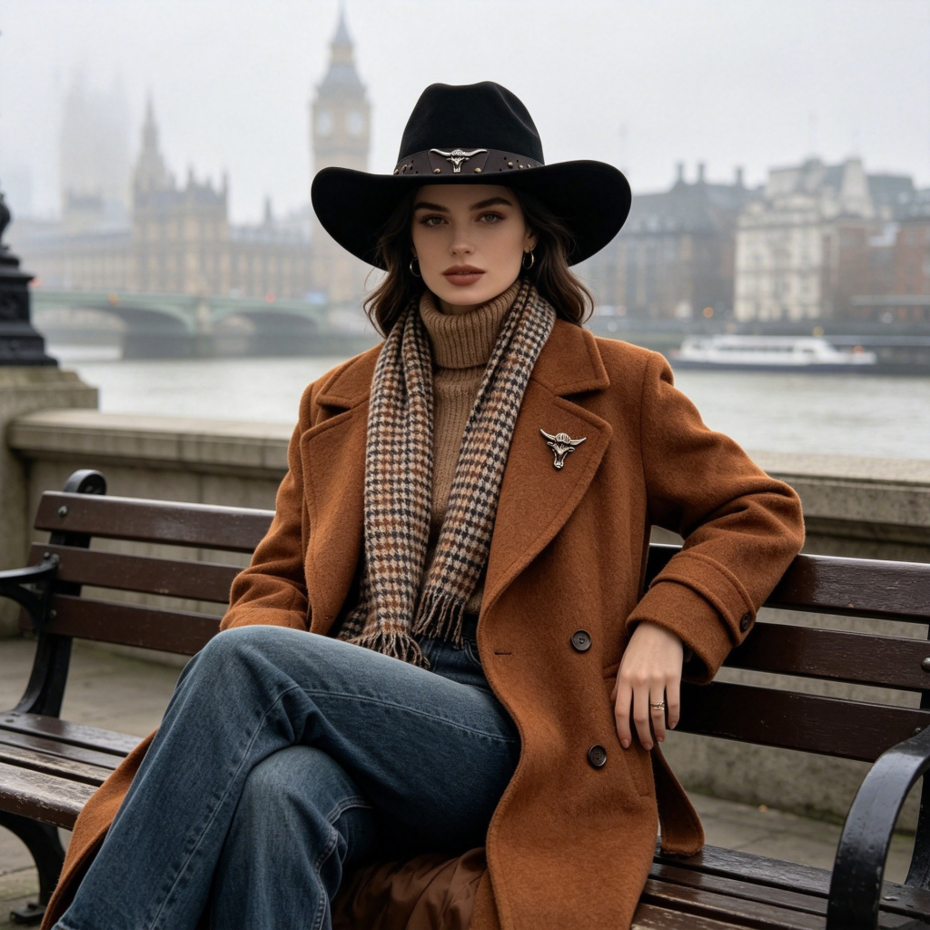 Curved-Brim Western Hat