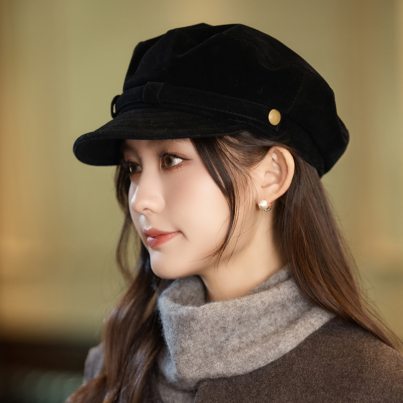 Button-Trim Newsboy Cap