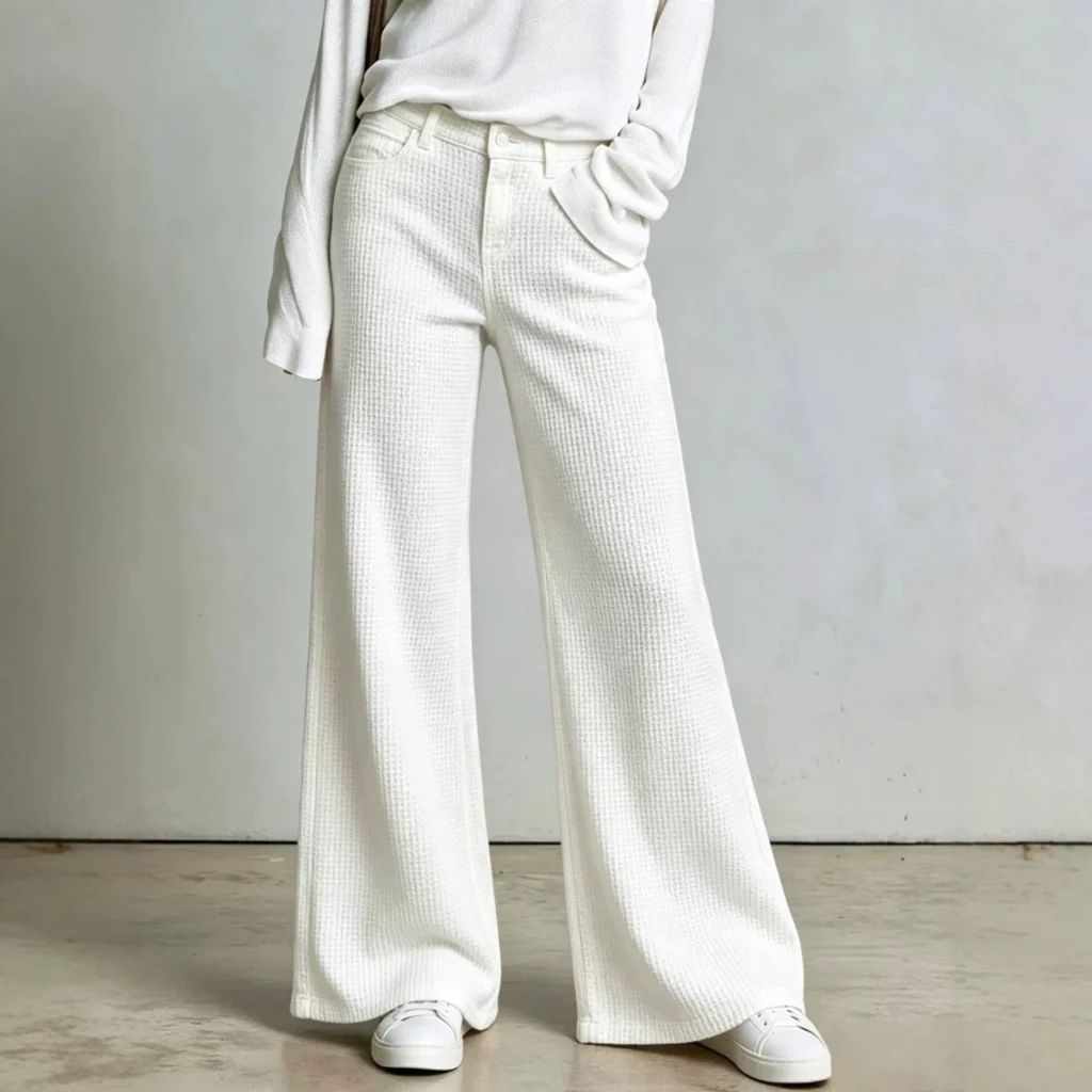 Women’s Waffle-Texture Wide-Leg Pants