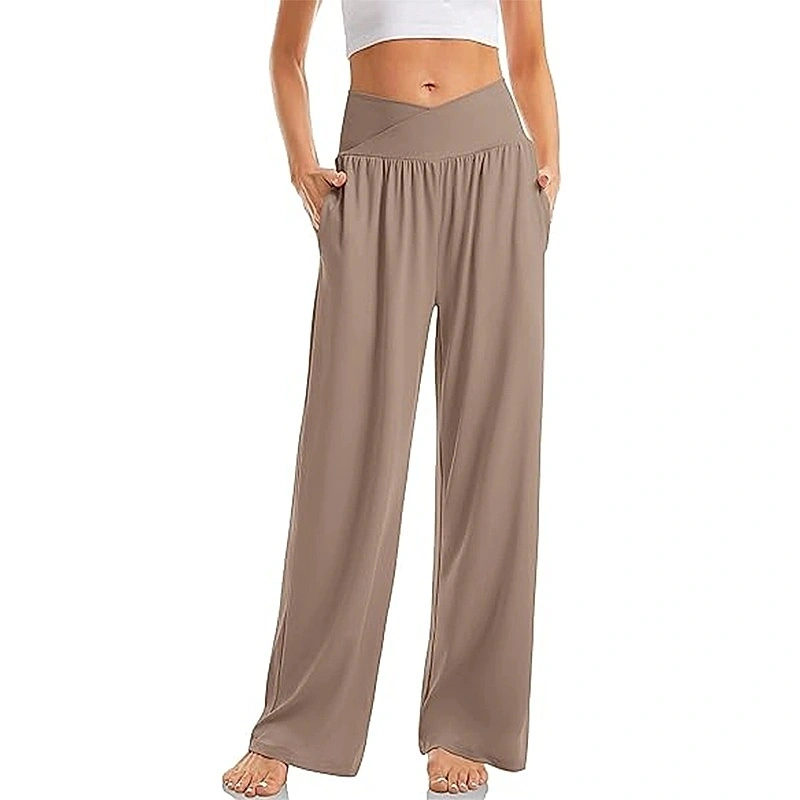 Cross-Waist Wide-Leg Yoga Pants