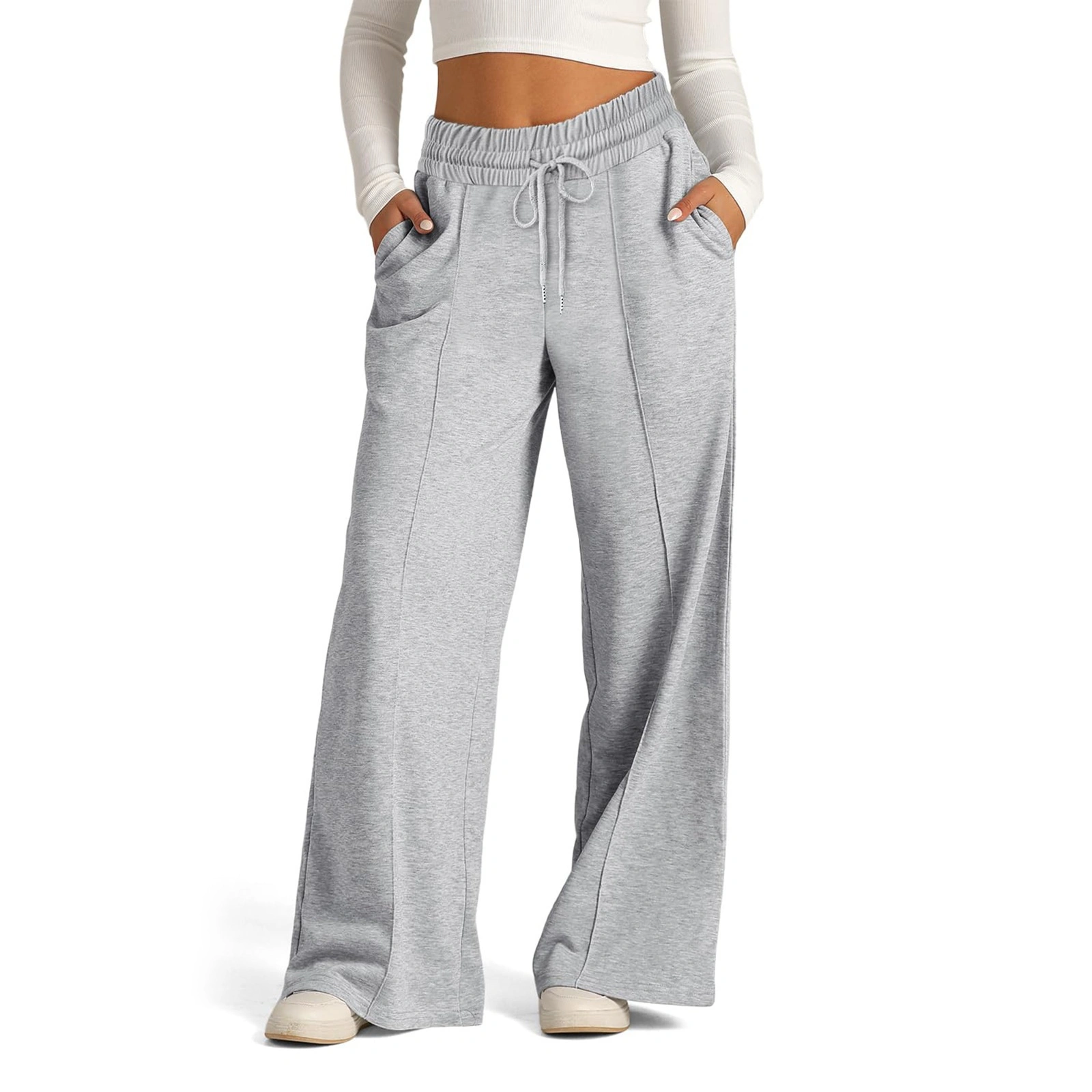 Tie-Waist Wide-Leg Casual Pants