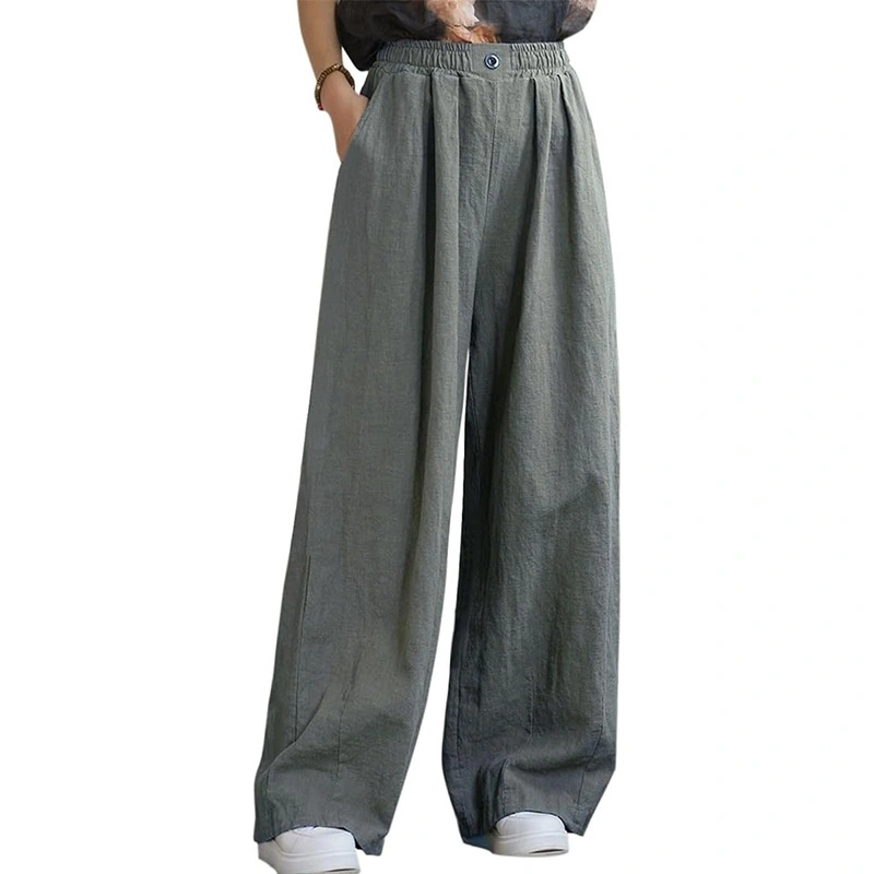 Cotton-Linen Wide-Leg Pants
