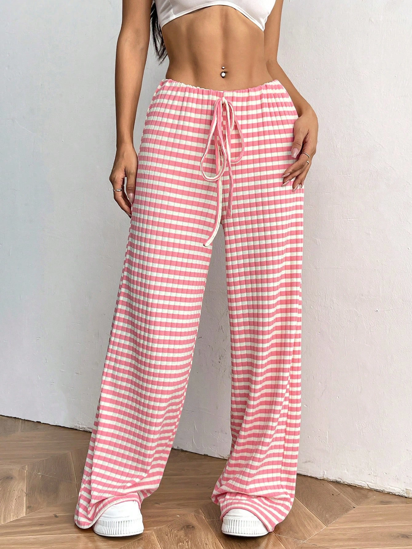 Striped Cotton Straight-Leg Pants